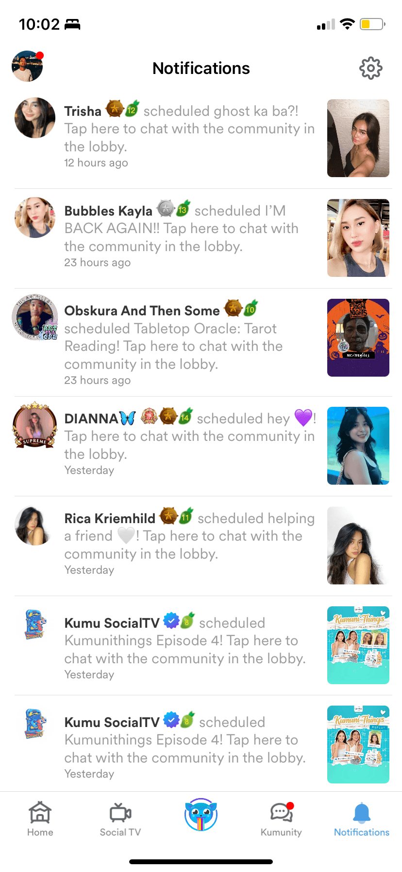 New notifications page