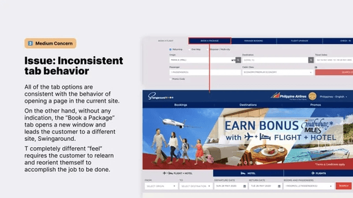 Heuristic evaluation finding: navigation usability issue